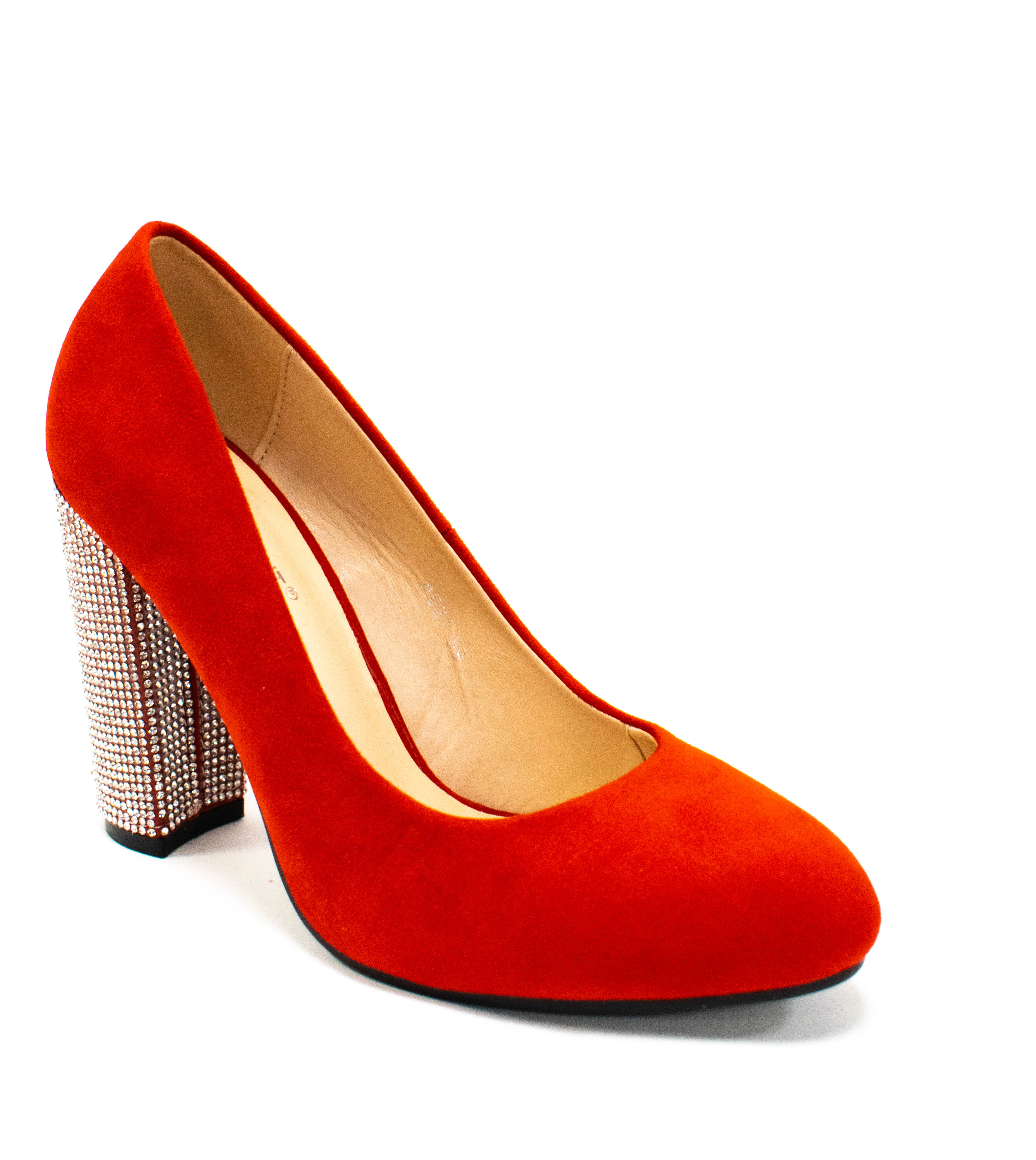 Eleganter Schuh in Rot mit Strassabsatz
