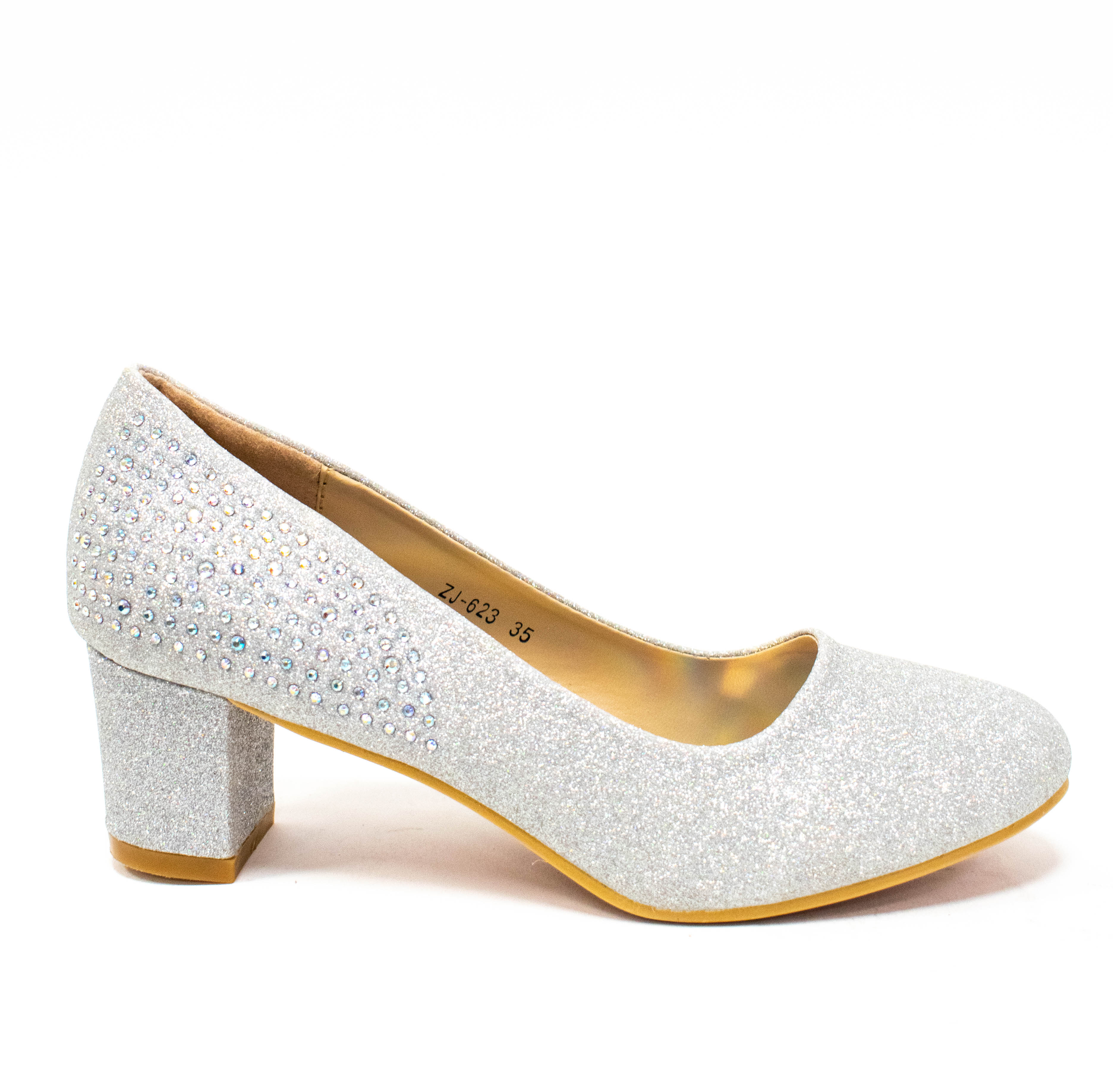 Silberer Schuh mit Glitzer und Strass