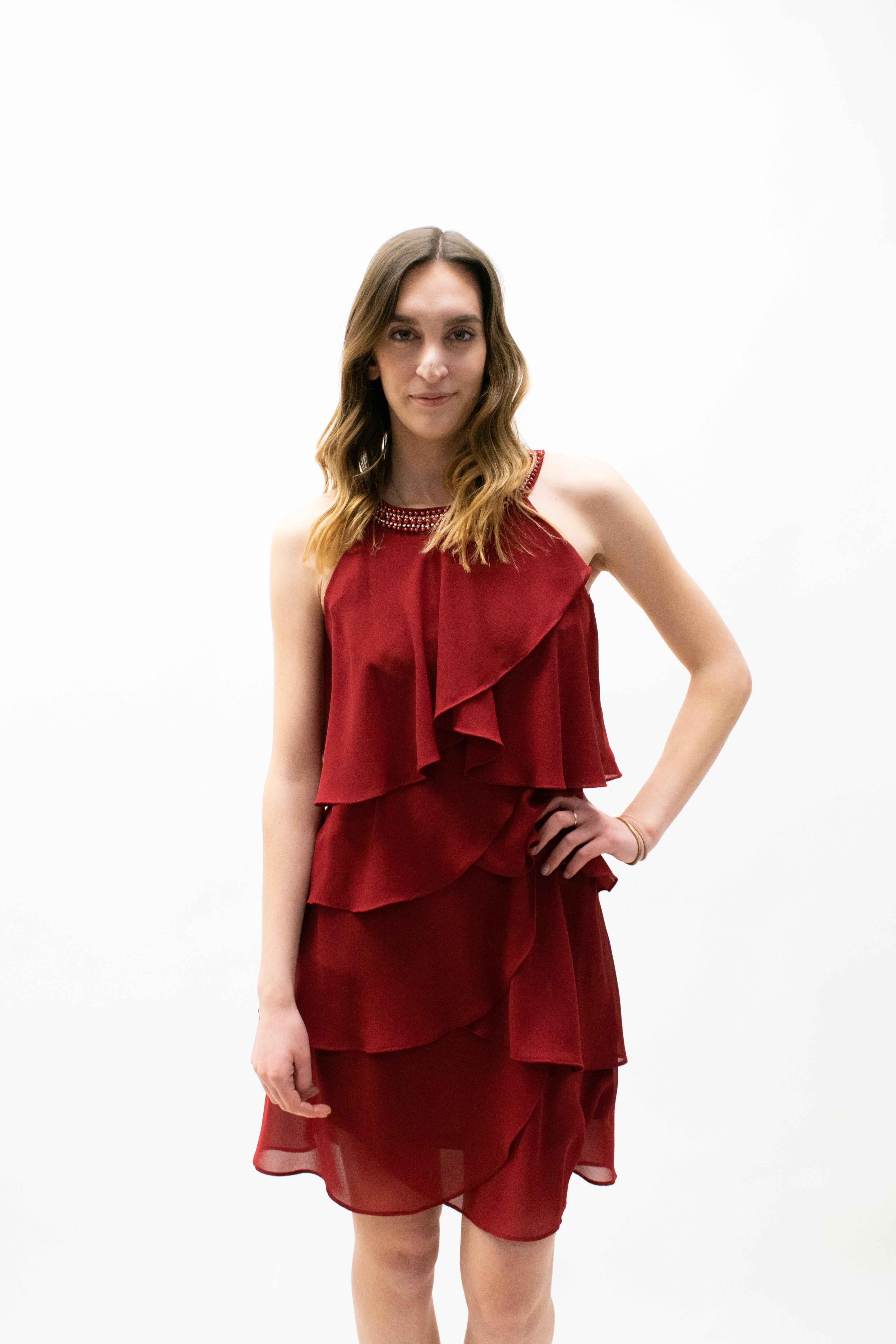 Kurzes Kleid in Rot mit Strass