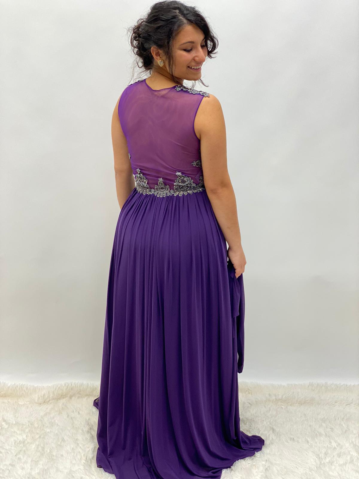 Abendkleid Bordeaux Lang lila - Farbe: Bordeux | Größe: 42